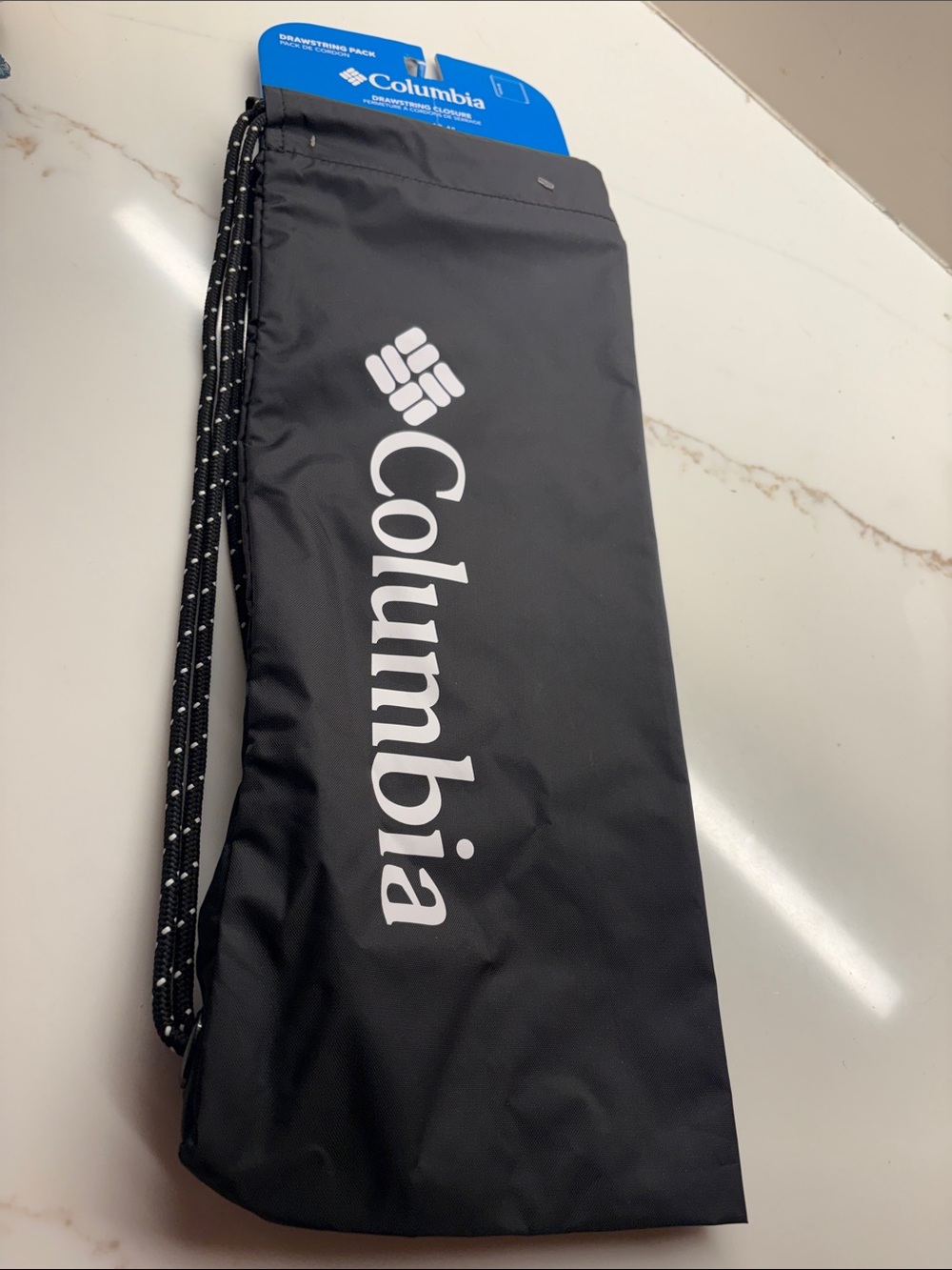 Columbia Black Drawstring Daypack with White Logo